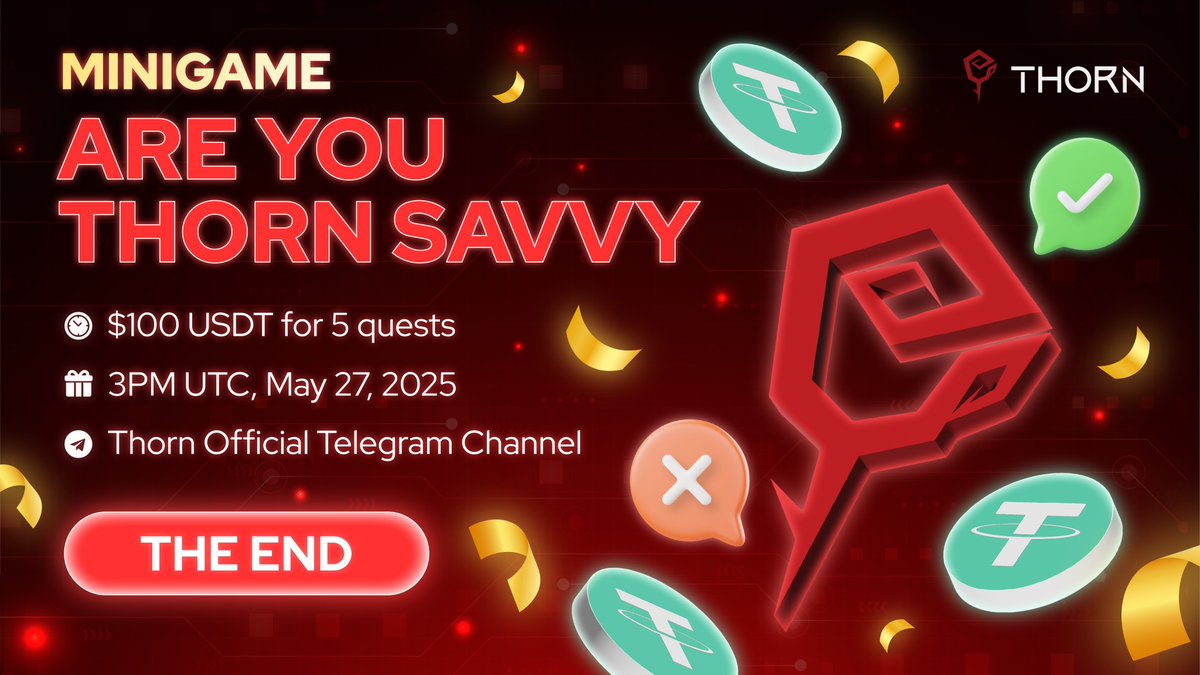 thorn_protocol's tweet image. 🎉 Our #minigame has officially ended!
👑 Big thanks to everyone who joined the journey through the 5-question #challenge

💖 You didn’t just play — you showed what it means to know Thorn

🏆 Winners will be announced soon. Stay tuned and keep your notifications on!

Until…