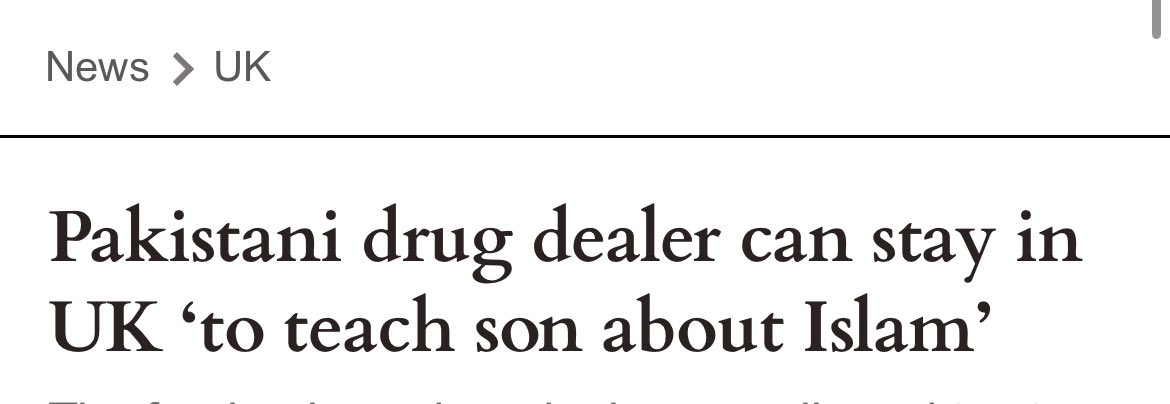 🇬🇧 Judge rules that Pakistani drug dealer cannot be deported as it would be “unduly harsh” on his son, who he “teaches about Islam and Pakistani culture” to.