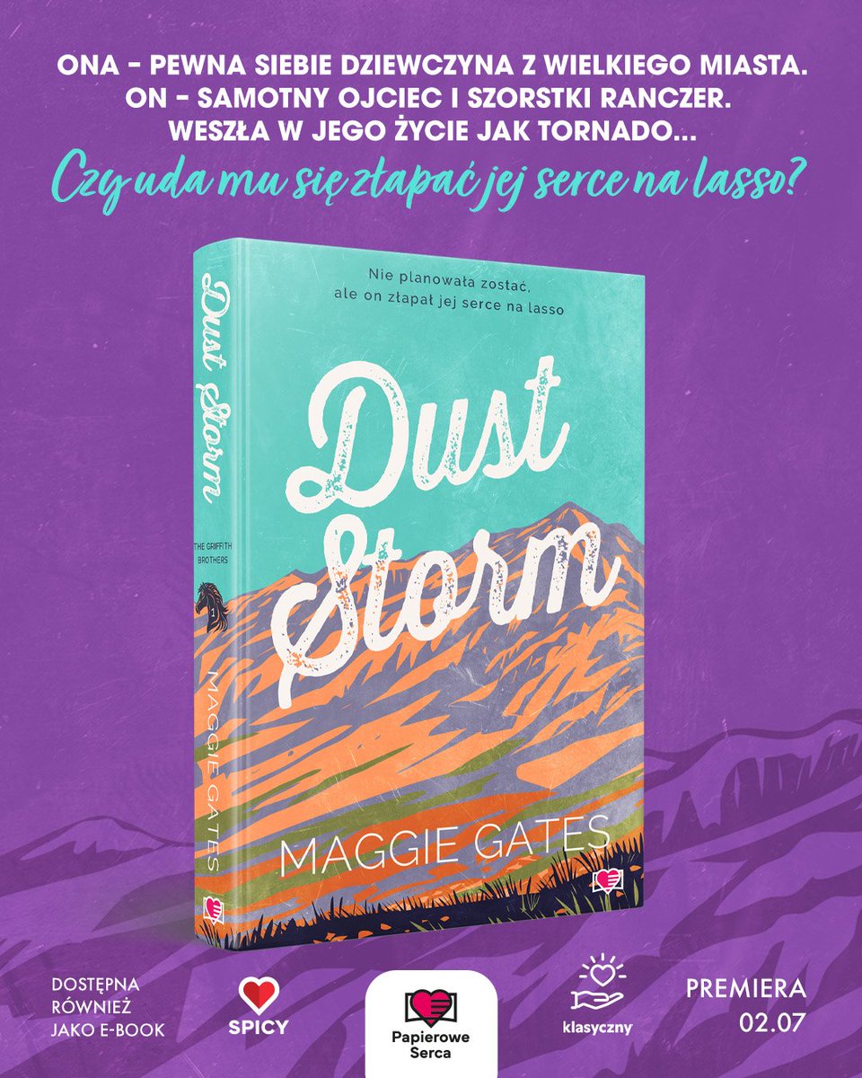 jaczytam's tweet image. Macie ochotę przeczytać spicy romans z kowbojem, ktory jest samotnym tatusiem? 🔥🩵
Już 02.07.2025 premiera "Dust Strom" 
#duststorm 
#TwitteroweKsiazkary 
@papierowe_serca 

Współpraca reklamowa