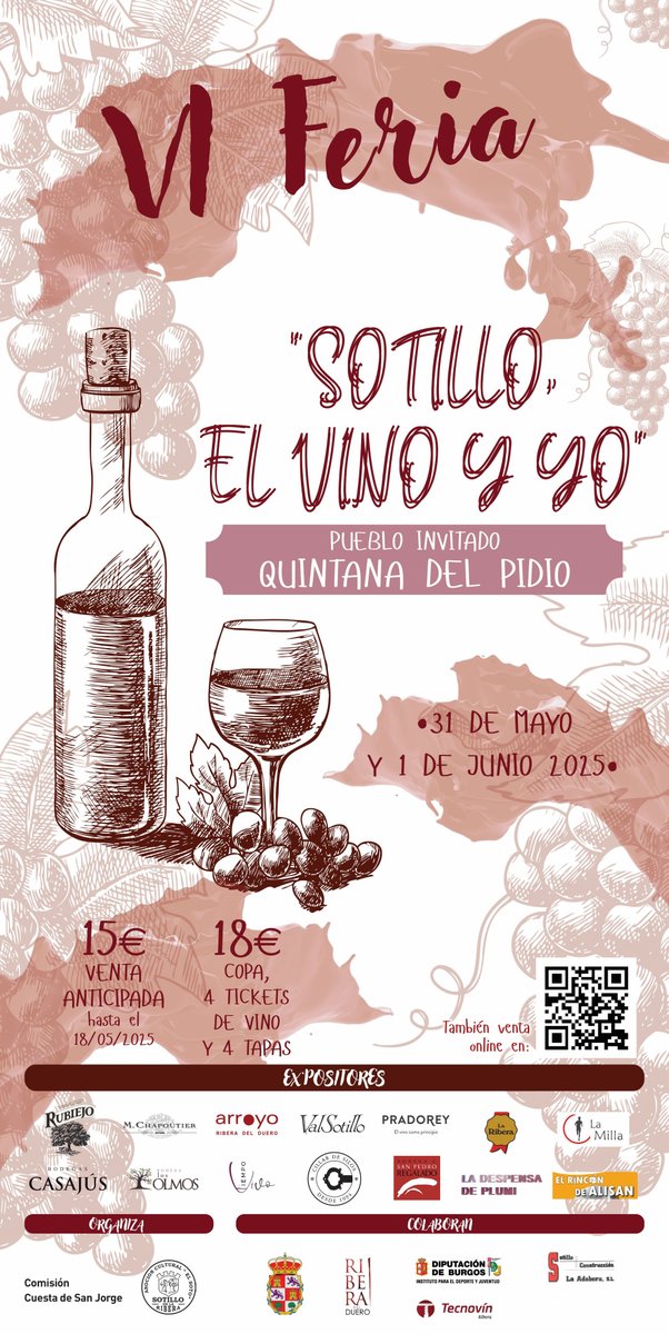 🍷 El 1 de junio vuelve la feria ‘Sotillo, el Vino y Yo’: bodegas, tapas, tradición y buen vino en la Cuesta de San Jorge.
🏃‍♂️ El 31 de mayo, Carrera Entre Bodegas.

📲 Toda la info aquí 👉 arandahoy.com/0530/sotillo-e…

#RiberaDelDuero #SotilloElVinoYYo #FeriaDelVino