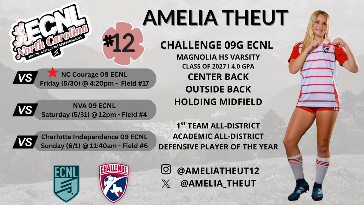 AmeliaTheut2027 (@amelia_theut) on Twitter photo Game time and field change for today. Hope to see you there! #ECNLNC <a href="/Challenge09ECNL/">Challenge 09 ECNL</a> <a href="/ChallengeSoccer/">Challenge Soccer Club</a> <a href="/TopDrawerSoccer/">TopDrawerSoccer</a> <a href="/TheSoccerWire/">SoccerWire</a> <a href="/ImYouthSoccer/">ECNL/GA/Recruiting/College Soccer</a> <a href="/PrepSoccer/">Prep Soccer ⚽️</a> <a href="/ECNLgirls/">ECNL Girls</a> Game time and field change for today. Hope to see you there! #ECNLNC <a href="/Challenge09ECNL/">Challenge 09 ECNL</a> <a href="/ChallengeSoccer/">Challenge Soccer Club</a> <a href="/TopDrawerSoccer/">TopDrawerSoccer</a> <a href="/TheSoccerWire/">SoccerWire</a> <a href="/ImYouthSoccer/">ECNL/GA/Recruiting/College Soccer</a> <a href="/PrepSoccer/">Prep Soccer ⚽️</a> <a href="/ECNLgirls/">ECNL Girls</a>