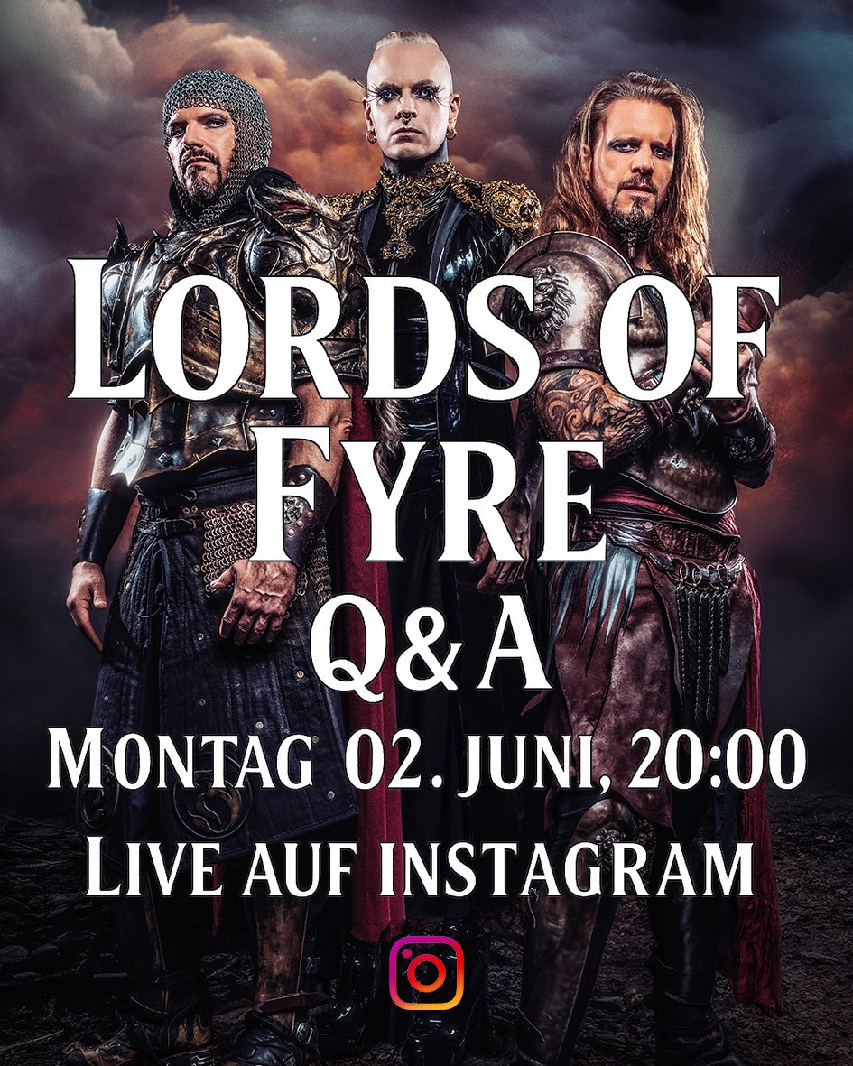 Die Lords Of Fyre stellen sich Euren Fragen. Verpasst nicht das Q&amp;A live auf Instagram am kommenden Montag, 02. Juni, um 20 Uhr!

#lordofthelost #lordsoffyre #feuerschwanz