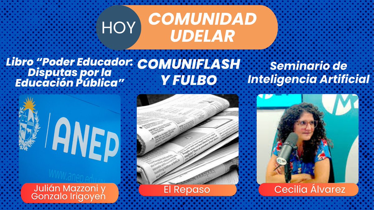 UNI Radio Udelar (@uniradioudelar) on Twitter photo VIERNES EN COMUNIDAD UDELAR
Desde las 11 suena el periodístico de UNI Radio con la conducción de <a href="/YamilaSilva22/">Yamila Silva</a> y <a href="/angieagasco/">Angie Alvarez Gasco</a>
Escúchalo en vivo acá: radios.com.uy/uni-montevideo/ VIERNES EN COMUNIDAD UDELAR
Desde las 11 suena el periodístico de UNI Radio con la conducción de <a href="/YamilaSilva22/">Yamila Silva</a> y <a href="/angieagasco/">Angie Alvarez Gasco</a>
Escúchalo en vivo acá: radios.com.uy/uni-montevideo/