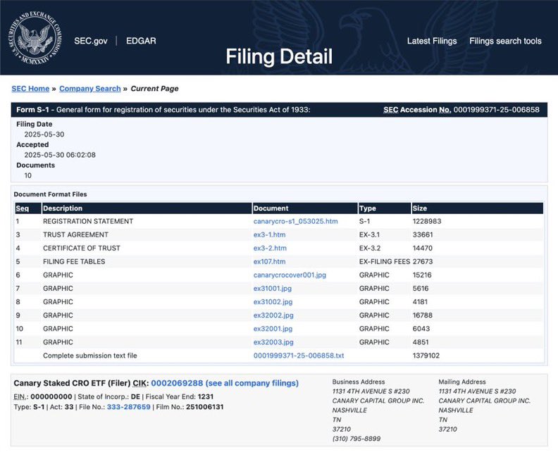 🇺🇸 BREAKING: Canary files S-1 with SEC for a Staked $CRO ETF.

YOU ARE NOT BULLISH ENOUGH !!