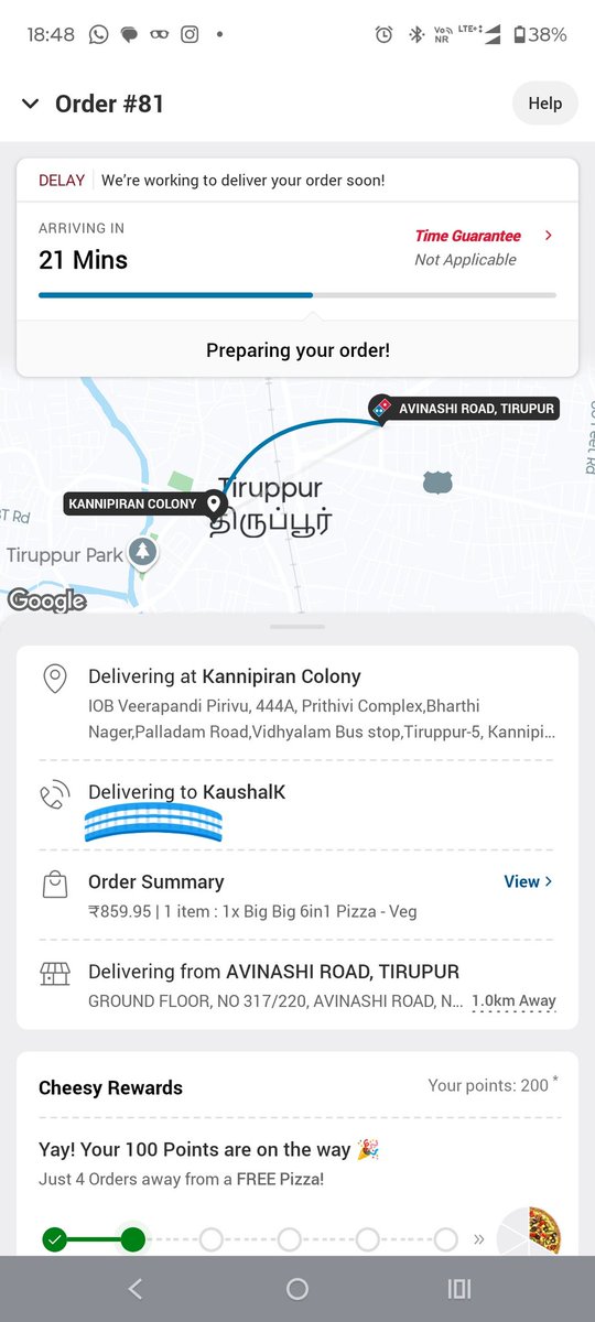 's tweet image. @CareDominos @dominos_india ordered at 4:47 and still this ! Given reply to your link but no response! Create a cancel order button in your app first! #Cancelthisorder #Paymeback