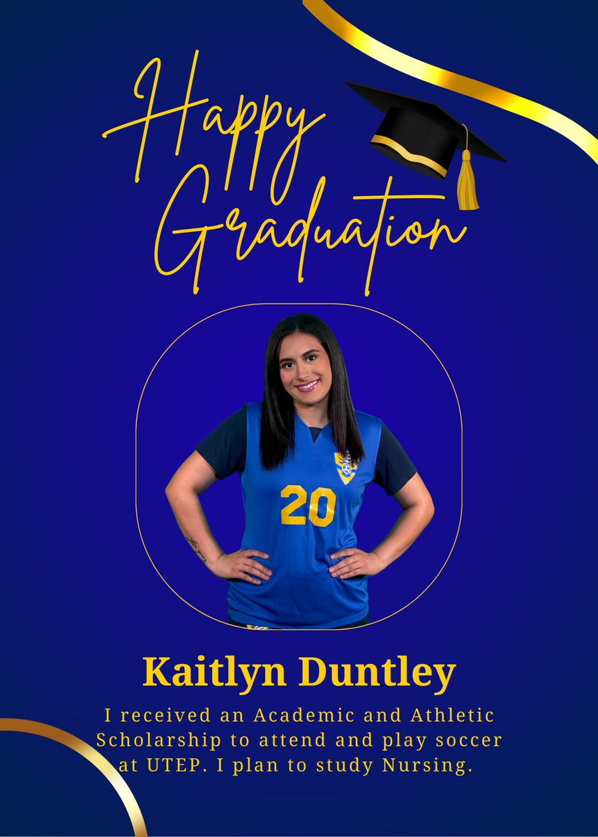 The field won't be the same without you.  As you take your talents to the next level we will be cheering you on. Wishing you the best as you go chase your dreams! Your legacy lives on! 💙💛🎓