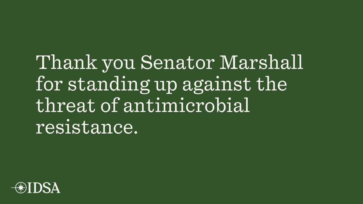 IDSA (@idsainfo) on Twitter photo Thank you <a href="/RogerMarshallMD/">Dr. Roger Marshall</a> for your leadership in addressing antimicrobial resistance with this FY26 Senate appropriations letter: bit.ly/4kHfgOY
Your commitment is critical to protecting patients, public health, and our national readiness. Thank you <a href="/RogerMarshallMD/">Dr. Roger Marshall</a> for your leadership in addressing antimicrobial resistance with this FY26 Senate appropriations letter: bit.ly/4kHfgOY
Your commitment is critical to protecting patients, public health, and our national readiness.