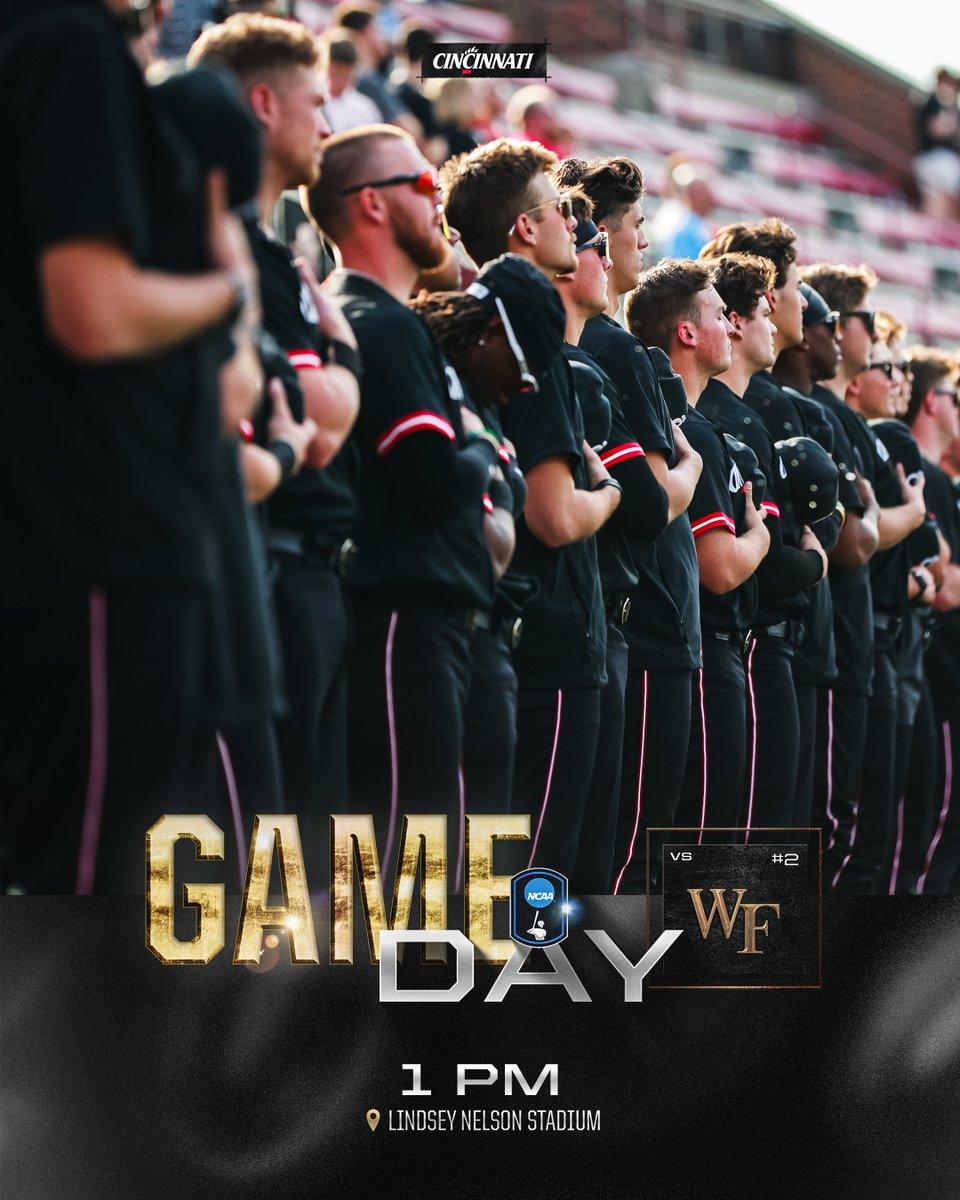 Cincinnati Baseball (@gobearcatsbase) on Twitter photo Tourney time‼️
🆚 <a href="/WakeBaseball/">Wake Forest Baseball</a>
⏰ 1 PM
📍 Lindsey Nelson Stadium
📺 ESPN+ (cpaw.me/Watch)
📊 cpaw.me/LiveStats
ℹ️ cpaw.me/Knoxville
🟥 WEAR RED‼️ Tourney time‼️
🆚 <a href="/WakeBaseball/">Wake Forest Baseball</a>
⏰ 1 PM
📍 Lindsey Nelson Stadium
📺 ESPN+ (cpaw.me/Watch)
📊 cpaw.me/LiveStats
ℹ️ cpaw.me/Knoxville
🟥 WEAR RED‼️