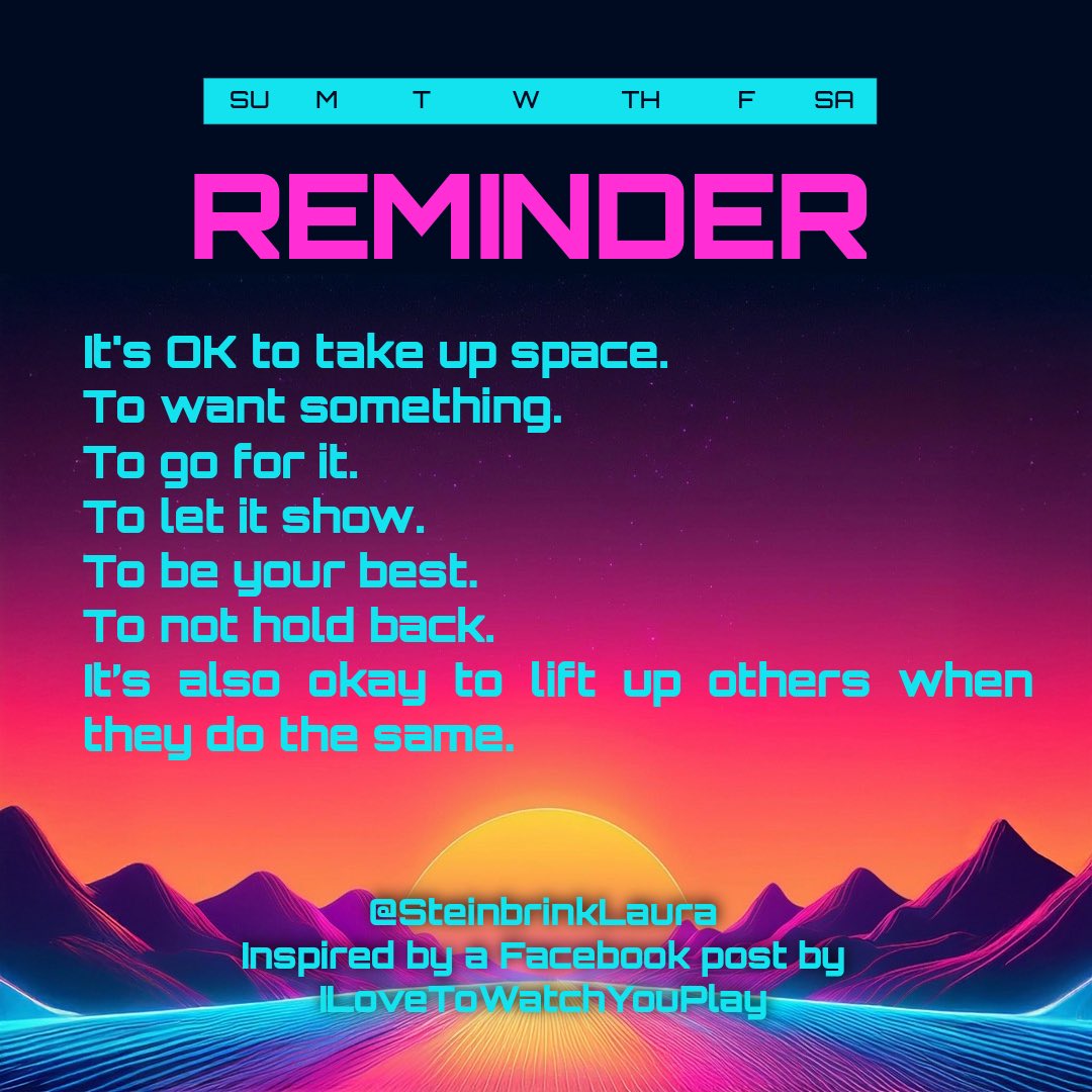 LáŽáŽÊᎠSáŽáŽÉªÉŽÊÊɪɎᎠðž#RockNTheBoat (@steinbrinklaura) on Twitter photo ðREMINDERð
It's OK to take up space.
To want something.
To go for it. To let it show.
To be your best. To not hold back. It's also okay to lift up others when they do the same.
Inspired by a Facebook post by
ILoveToWatchYouPlay
<a href="/ABEducational/">Alyssa H.</a> <a href="/embracetruejoy/">Dolphins Enlighten</a> <a href="/drios1111/">ðð¶ððŸðððð¶ ð
ðŸðð</a> ðREMINDERð
It's OK to take up space.
To want something.
To go for it. To let it show.
To be your best. To not hold back. It's also okay to lift up others when they do the same.
Inspired by a Facebook post by
ILoveToWatchYouPlay
<a href="/ABEducational/">Alyssa H.</a> <a href="/embracetruejoy/">Dolphins Enlighten</a> <a href="/drios1111/">ðð¶ððŸðððð¶ ð
ðŸðð</a>