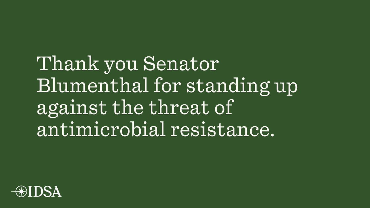 IDSA (@idsainfo) on Twitter photo Thank you <a href="/SenBlumenthal/">Richard Blumenthal</a> for standing up against the threat of antimicrobial resistance with this FY26 Senate appropriations letter: bit.ly/4kHfgOY
Investing in AMR solutions is essential to saving lives and strengthening our health systems. Thank you <a href="/SenBlumenthal/">Richard Blumenthal</a> for standing up against the threat of antimicrobial resistance with this FY26 Senate appropriations letter: bit.ly/4kHfgOY
Investing in AMR solutions is essential to saving lives and strengthening our health systems.
