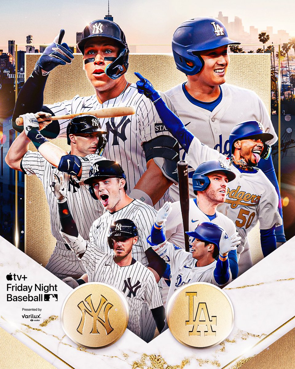 IT’S A 2024 WORLD SERIES REMATCH.

<a href="/Yankees/">New York Yankees</a> vs. <a href="/Dodgers/">Los Angeles Dodgers</a>. A 3-game set starts TONIGHT at Dodger Stadium.

(MLB x @Essilor)