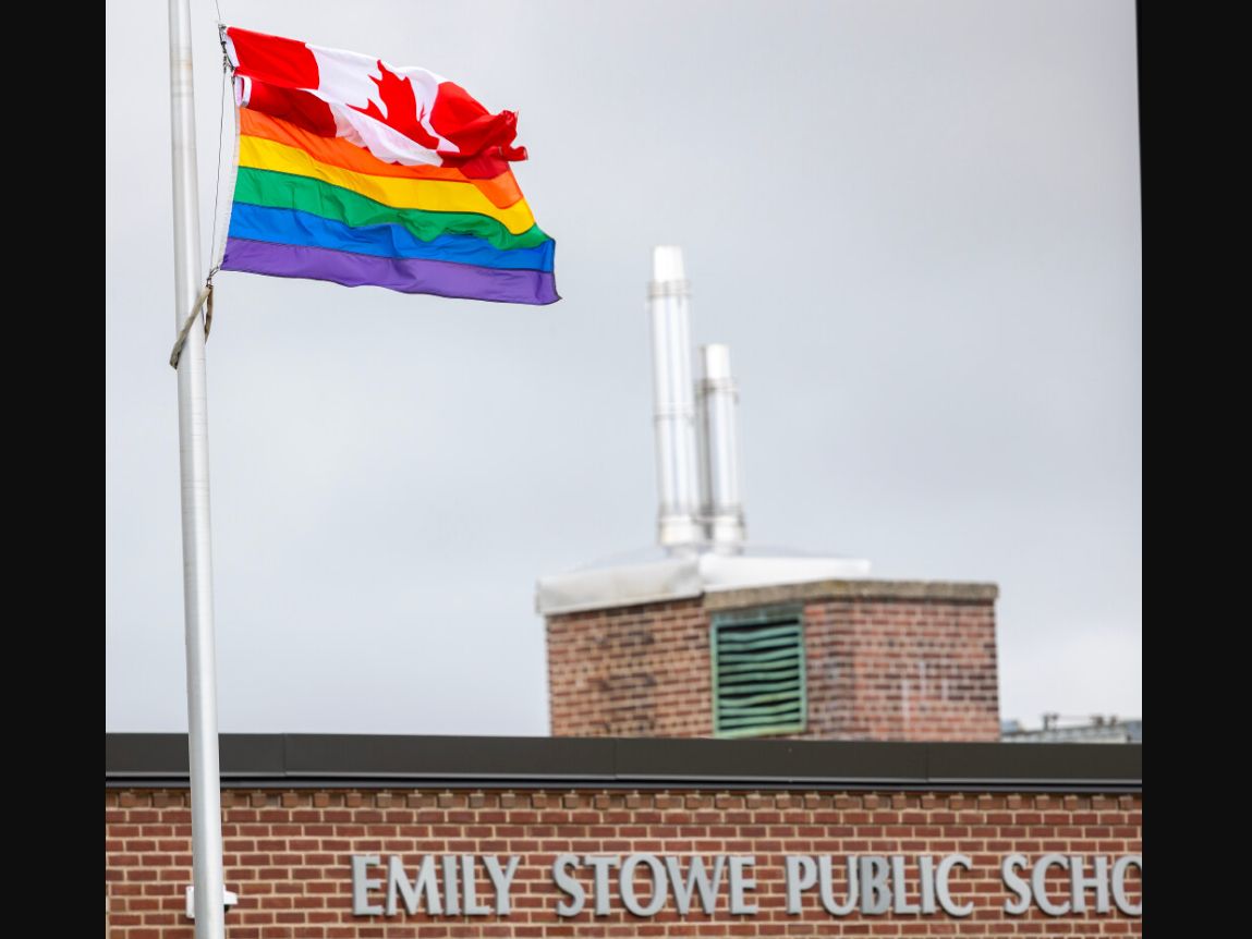 Pride flags vandalized at school twice in just nine days torontosun.com/news/local-new…