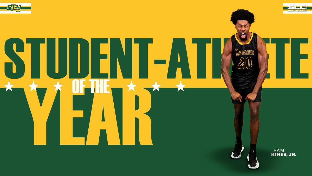 Southeastern Men's Basketball (@lionupmbb) on Twitter photo Was at the top of his game both in the classroom & on the court!!
The <a href="/SouthlandSports/">Southland Conference</a> Newcomer of the Year is also its Student-Athlete of the Year!!
Congrats Sam Hines, Jr. for excelling in your studies AND in your game.
#LionUp Was at the top of his game both in the classroom & on the court!!
The <a href="/SouthlandSports/">Southland Conference</a> Newcomer of the Year is also its Student-Athlete of the Year!!
Congrats Sam Hines, Jr. for excelling in your studies AND in your game.
#LionUp