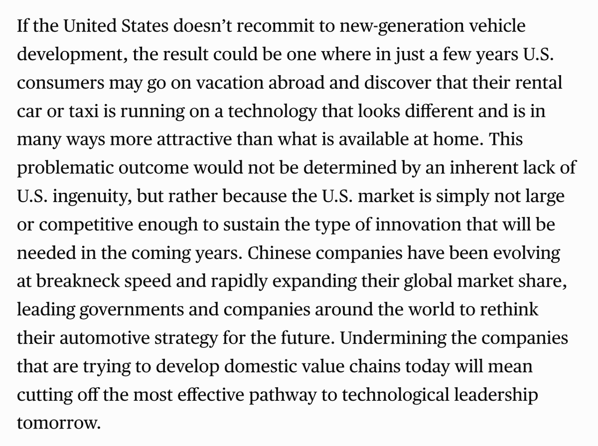 Robinson Meyer (@robinsonmeyer) on Twitter photo Strong warning from <a href="/mazzocco_ilaria/">Ilaria Mazzocco</a> about what US policymakers are gambling with right now by abandoning EVs: Strong warning from <a href="/mazzocco_ilaria/">Ilaria Mazzocco</a> about what US policymakers are gambling with right now by abandoning EVs: