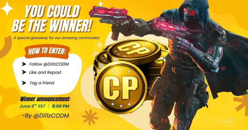 Alright y’all — back at it again with another giveaway! 😤🎉
Yesterday’s winner walked away with a FREE Battle Pass, and this time…
someone’s getting FREE CP (amount depends on your region) — roughly half a Mythic’s worth 👀💥

To enter:
✅ Follow me
🔁 Like &amp; Repost
❤️ Tag a