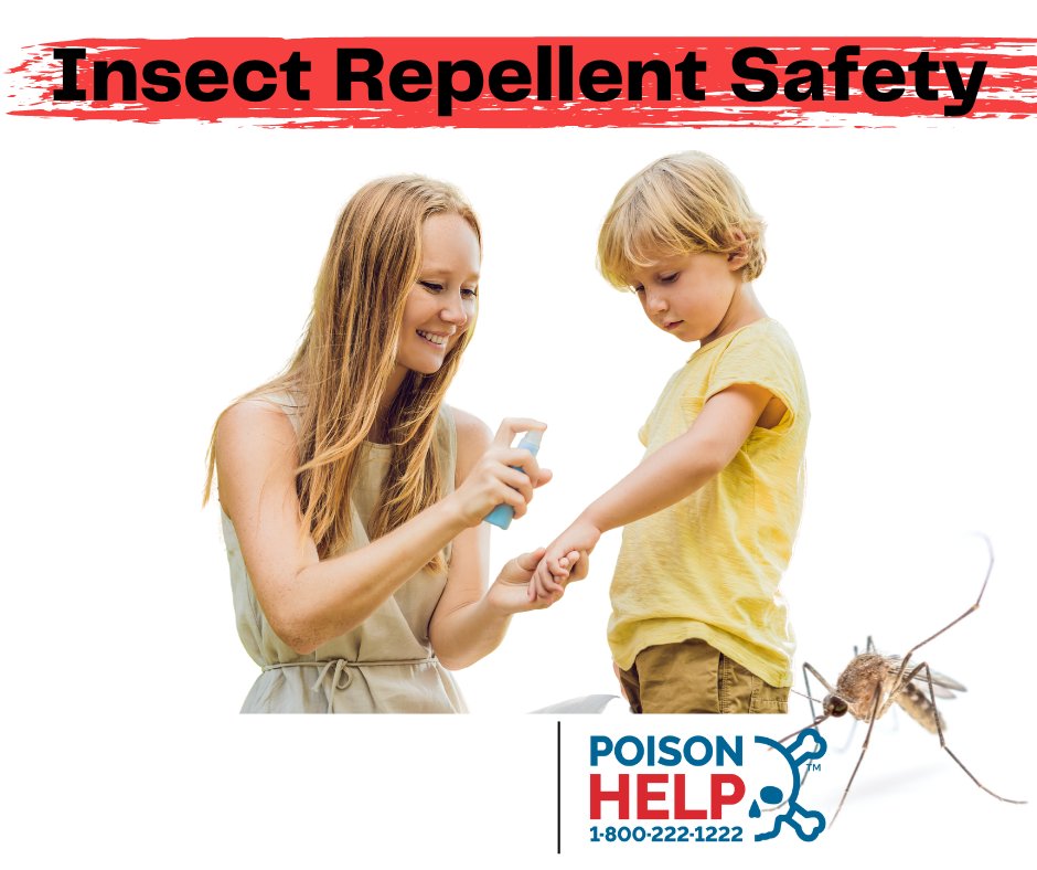 Mosquitos Bugging You?
⚠️Misuse of repellents can lead to poisoning.
🧒Spray repellent into hands, then apply to child’s face.
🧴Avoid combination sunscreen/insect repellents.
🚫No DEET for children under 2 months old.
🧼Wash off when back inside.
☎️#Poison Help 1-800-222-1222.
