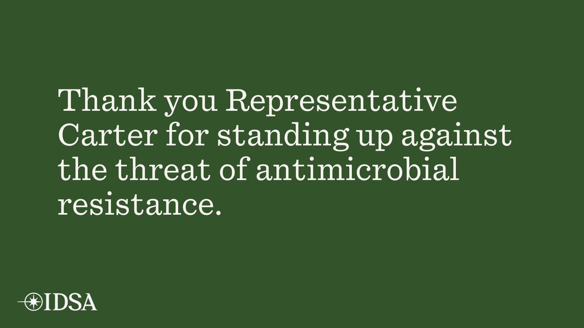 IDSA (@idsainfo) on Twitter photo Thank you <a href="/RepBuddyCarter/">Buddy Carter</a> for championing the fight against antimicrobial resistance by leading this FY26 appropriations letter: bit.ly/43UkXn2
Your leadership helps protect patients and strengthen our country’s public health. Thank you <a href="/RepBuddyCarter/">Buddy Carter</a> for championing the fight against antimicrobial resistance by leading this FY26 appropriations letter: bit.ly/43UkXn2
Your leadership helps protect patients and strengthen our country’s public health.
