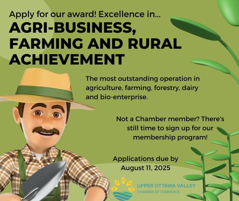 UOVCC's tweet photo. 🌾🚜 Celebrating Our Rural Roots! 🏆

📅 Deadline to Apply: August 11
🔗 Nominate your business today:
https://t.co/JbOHiqtkaq

Not yet a member?  It's not too late to join!
https://t.co/VYAzcCi5bf https://t.co/U69mKRi614