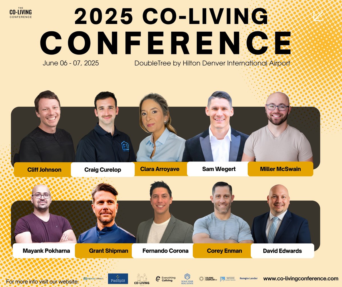 📣 Big ideas. Real solutions. Join co-living leaders June 6–7 in Denver: @CliffJohnson, @CraigCurelop, @ClaraRamirez, <a href="/SamWegert/">Sam Wegert</a>, <a href="/GrantShipman/">Grant Shipman</a> &amp; more.

🎟 In-person &amp; livestream:
👉 Co-LivingConference.com

#CoLiving2025 #DenverEvents