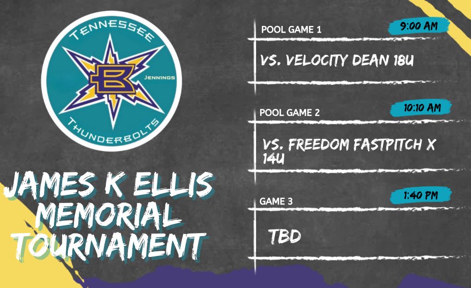Tournament schedule for this weekend in Johnson city!