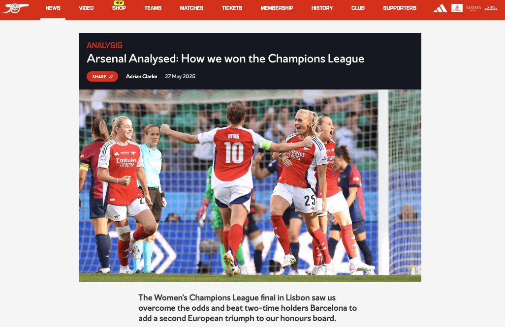 StatsPerform's tweet image. 🏆 @ArsenalWFC made history last weekend, lifting the #UWCL trophy for the first time in 18 years – a milestone moment for the club, league and wider women&apos;s game.

And behind the scenes, the #Opta Data Insights team played a key role in bringing their championship run to life…