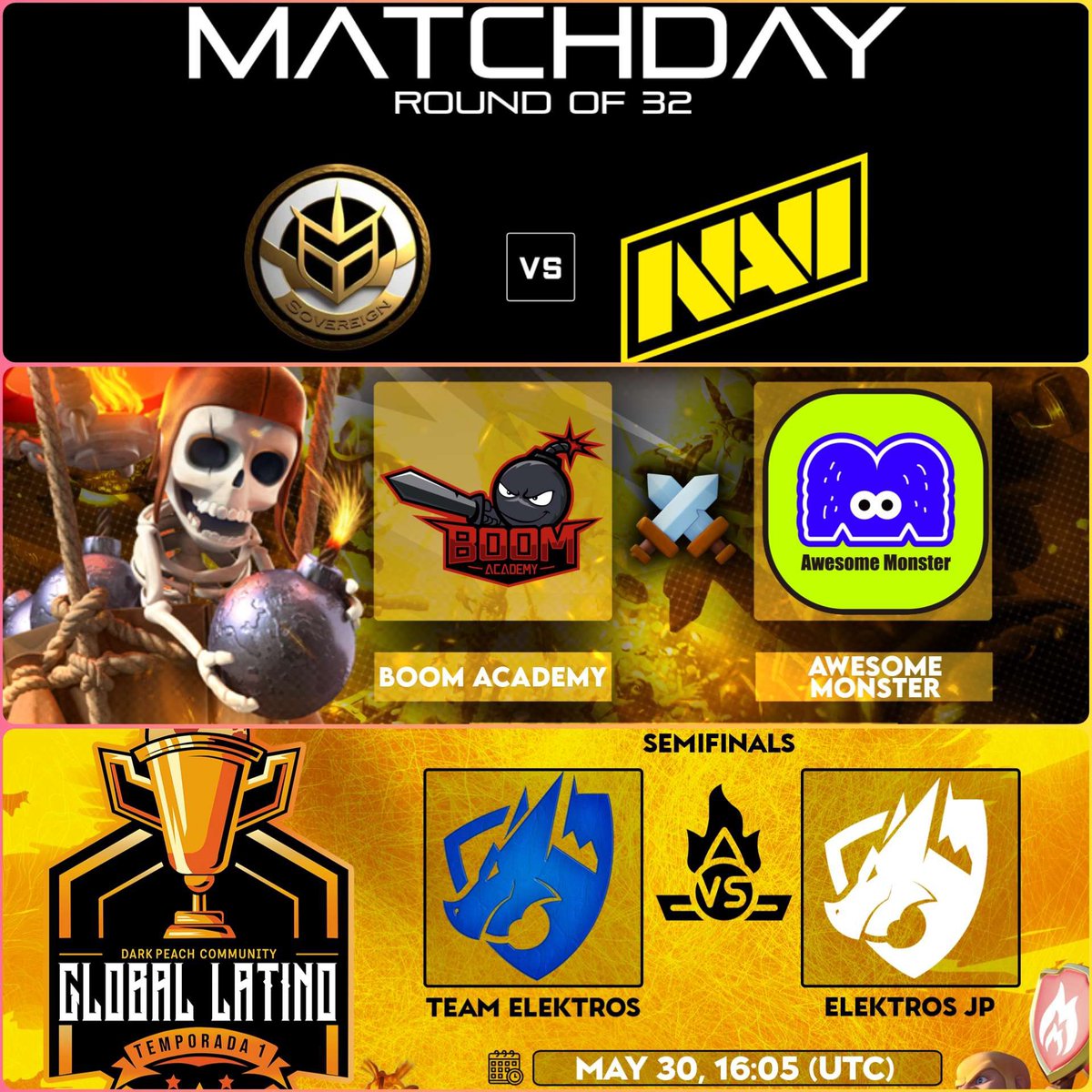 🟣 LIVEEEEEEEEE!

Triplete de guerrazas para arrancar con el Finde! 🥳

🏆 VTC | PCL | GL

✅ NAVI 🆚 Awesome Monster
✅ Boom Academy 🆚 Awesome Monster
✅ Team Elektros 🆚 Elektros JP

TODO el MUNDO para DENTRO! ❤

📺 twitch.tv/style_coc