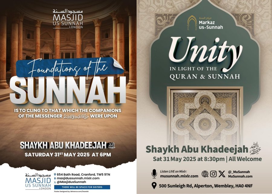 Masjid Bin Bāz (@athariyyah) on Twitter photo ❎️ Please note there is no usual Saturday evening class with Shaikh Uways At-Taweel <a href="/uwaysT/">Uways At-Taweel أويس الطويل</a> tomorrow
✅️ We instead encourage you all to attend the lectures with Shaikh Abu Khadeejah <a href="/MasjidusSunnah/">Masjid us Sunnah</a> and <a href="/_MuSunnah/">Markaz us-Sunnah</a> ❎️ Please note there is no usual Saturday evening class with Shaikh Uways At-Taweel <a href="/uwaysT/">Uways At-Taweel أويس الطويل</a> tomorrow
✅️ We instead encourage you all to attend the lectures with Shaikh Abu Khadeejah <a href="/MasjidusSunnah/">Masjid us Sunnah</a> and <a href="/_MuSunnah/">Markaz us-Sunnah</a>