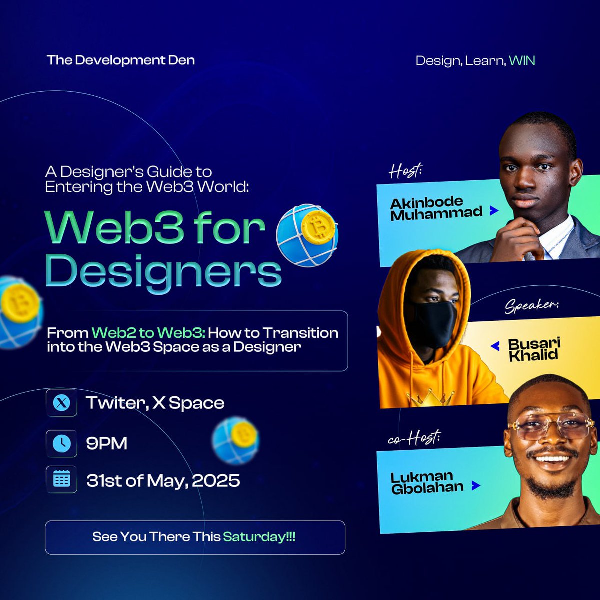 Muhammad || The Stellar Designer (@stellarmuhammad) on Twitter photo <a href="/BusariKhalid/">BK • Design Top G 👑</a> will be taking us into the Web3 Design world this Saturday.
You'll be learning what you need to know about Web3, and how to transition as a designer.
Will you be there with us tomorrow?🔥 <a href="/BusariKhalid/">BK • Design Top G 👑</a> will be taking us into the Web3 Design world this Saturday.
You'll be learning what you need to know about Web3, and how to transition as a designer.
Will you be there with us tomorrow?🔥