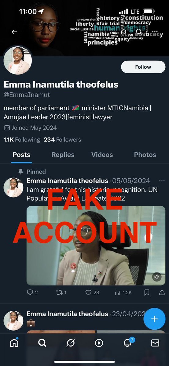 FAKE ACCOUNT ALERT | We would like to alert the public of the fake social media accounts under the Minister of ICT’s name Emma Theofelus. Kindly note that her accounts are all verified and information shared on these platforms should regarded as misinformation.