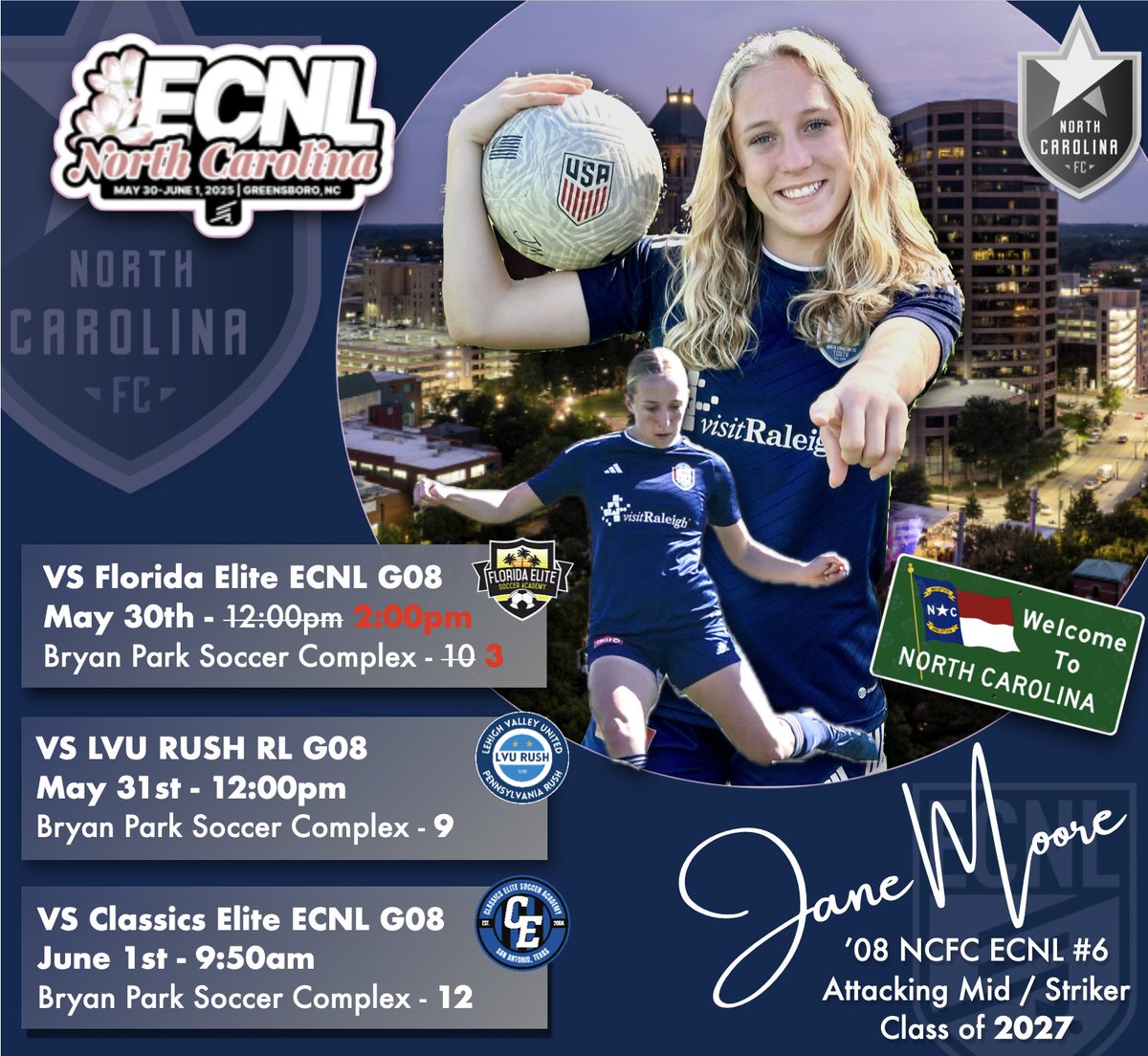 Jane Moore (@janemoore2027) on Twitter photo Another time change! Today's game was moved back again to 2pm, Field 3. Might be a long day!
<a href="/08G_NCFC_ECNL/">2008/2007 NCFC ECNL Girls</a>
<a href="/TheSoccerWire/">SoccerWire</a>
<a href="/NcsaSoccer/">NCSA Soccer</a>
<a href="/TopDrawerSoccer/">TopDrawerSoccer</a>
<a href="/ECNLgirls/">ECNL Girls</a>
<a href="/NCFC_Youth/">NCFC Youth</a>
<a href="/NCFC_ECNLGirls/">NCFC ECNL Girls</a> Another time change! Today's game was moved back again to 2pm, Field 3. Might be a long day!
<a href="/08G_NCFC_ECNL/">2008/2007 NCFC ECNL Girls</a>
<a href="/TheSoccerWire/">SoccerWire</a>
<a href="/NcsaSoccer/">NCSA Soccer</a>
<a href="/TopDrawerSoccer/">TopDrawerSoccer</a>
<a href="/ECNLgirls/">ECNL Girls</a>
<a href="/NCFC_Youth/">NCFC Youth</a>
<a href="/NCFC_ECNLGirls/">NCFC ECNL Girls</a>