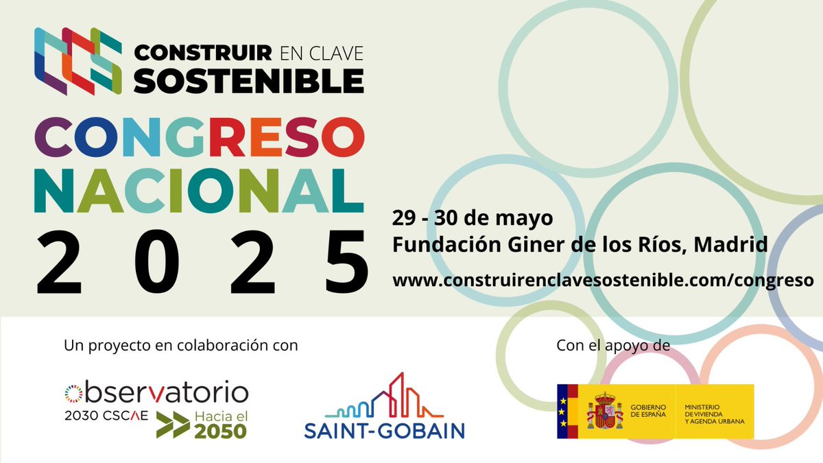 El I Congreso Nacional #ConstruirEnClaveSostenible llega a su fin. Gracias a todos los que habéis formado parte de este punto de encuentro global del sector: asistentes, ponentes y colaboradores👏