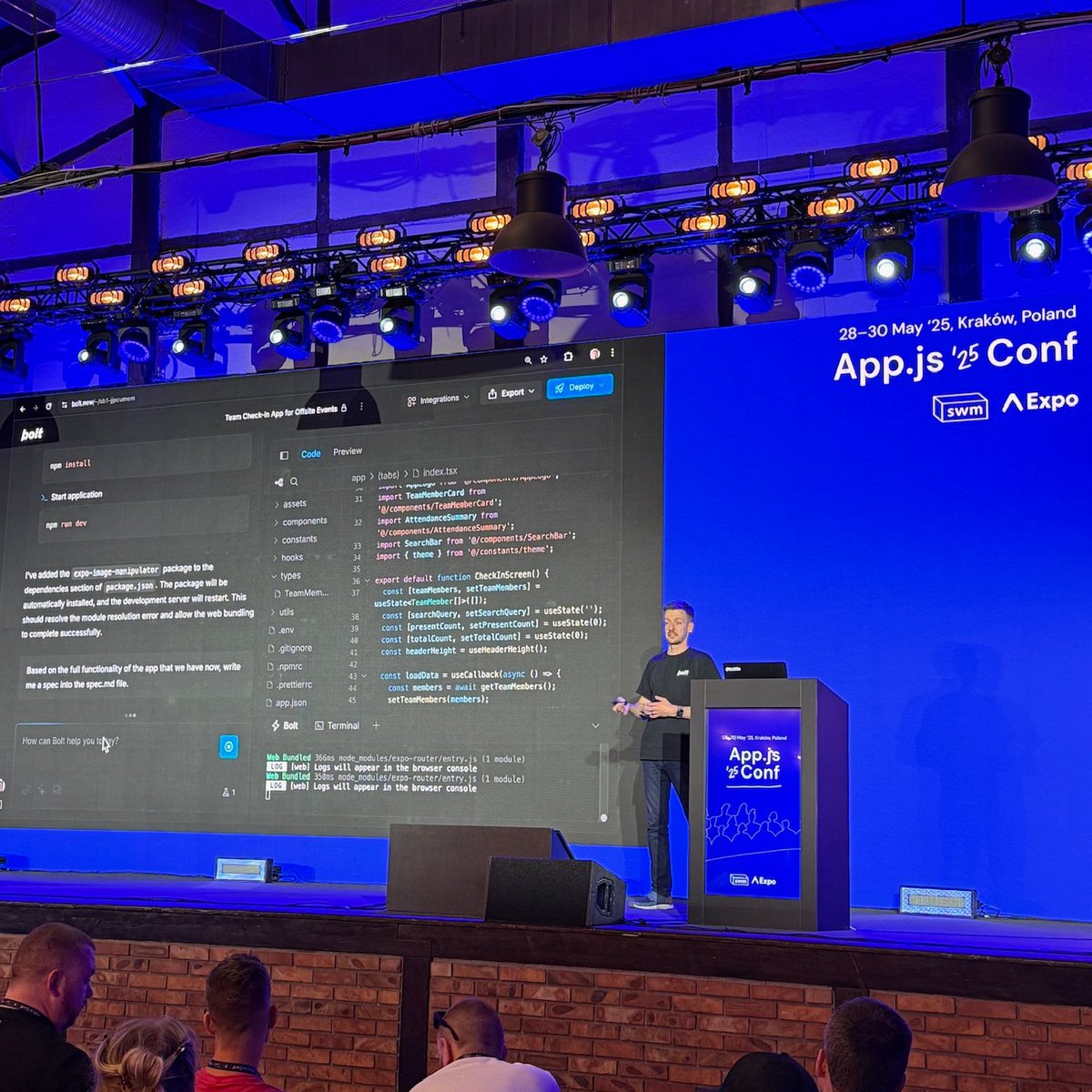swmansion's tweet image. 🖥️ @sulco from @boltdotnew showing us how AI app composers can make coding easy and flexible for everyone. 🤖
