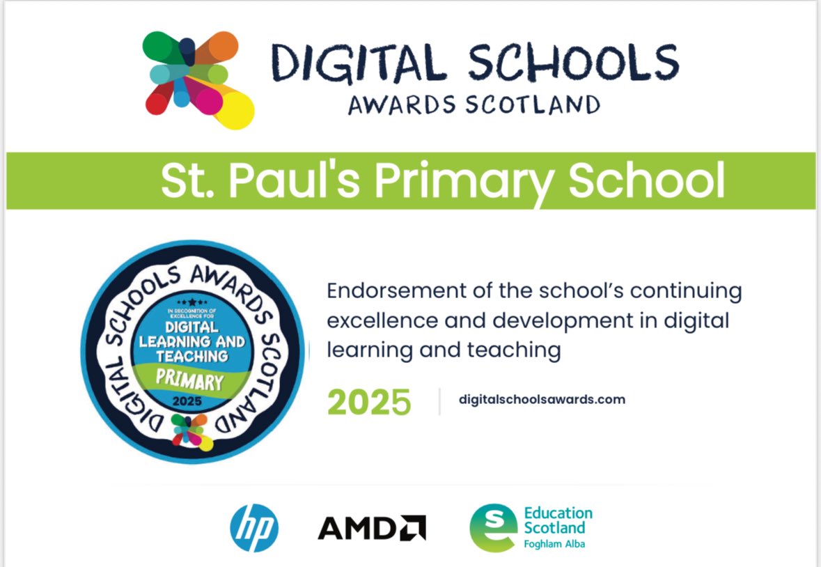 St Paul’s Primary & Nursery (@ps_pauls) on Twitter photo We are thrilled to announce the news of receiving our Digital Endorsement Award from <a href="/Schools_Digital/">Digital Schools</a> yesterday! Well done to everyone for your continued efforts 👏 Photo of our Digital Leaders session 2024/2025 📱💻 We are thrilled to announce the news of receiving our Digital Endorsement Award from <a href="/Schools_Digital/">Digital Schools</a> yesterday! Well done to everyone for your continued efforts 👏 Photo of our Digital Leaders session 2024/2025 📱💻