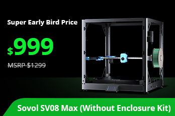 YGK3D's tweet image. Pricing details for Sovol SV08 Max: $999 Kickstarter early bird for printer only ($1299 retail), $1198 including enclosure kit ($1498 retail). What do you think? Decent price for a 500x500x500 printer?