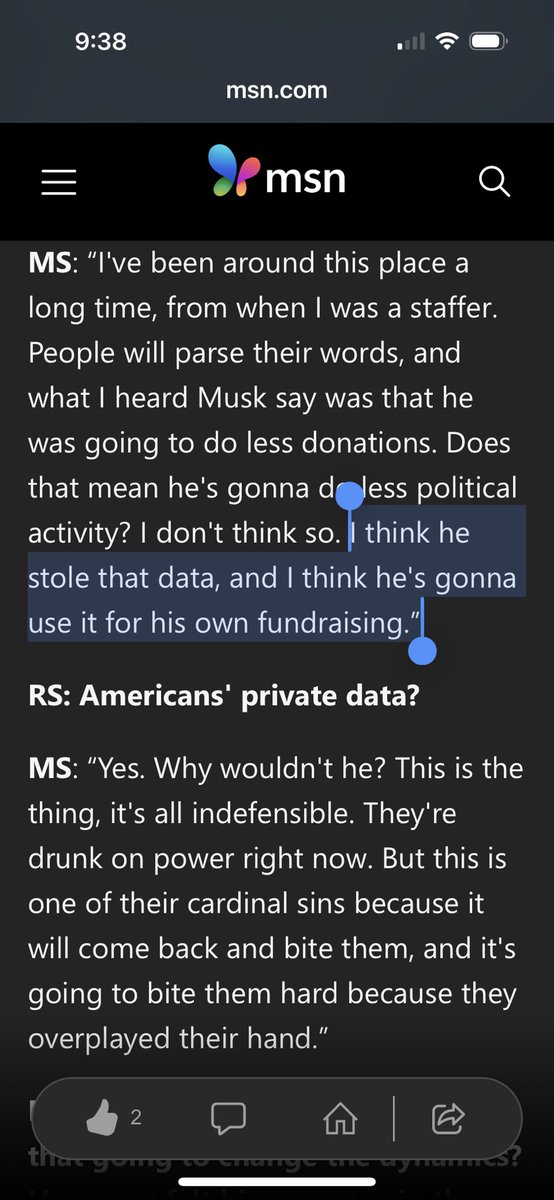 Matt Laslo (@mattlaslo) on Twitter photo ⚠️ WARNING ‼️
“I think he stole that data, and I think he's gonna use it for his own fundraising,” Ranking Member on DOGE Subcommittee <a href="/Rep_Stansbury/">Rep. Melanie Stansbury</a> tells me of Elon Musk. msn.com/en-us/news/pol… ⚠️ WARNING ‼️
“I think he stole that data, and I think he's gonna use it for his own fundraising,” Ranking Member on DOGE Subcommittee <a href="/Rep_Stansbury/">Rep. Melanie Stansbury</a> tells me of Elon Musk. msn.com/en-us/news/pol…