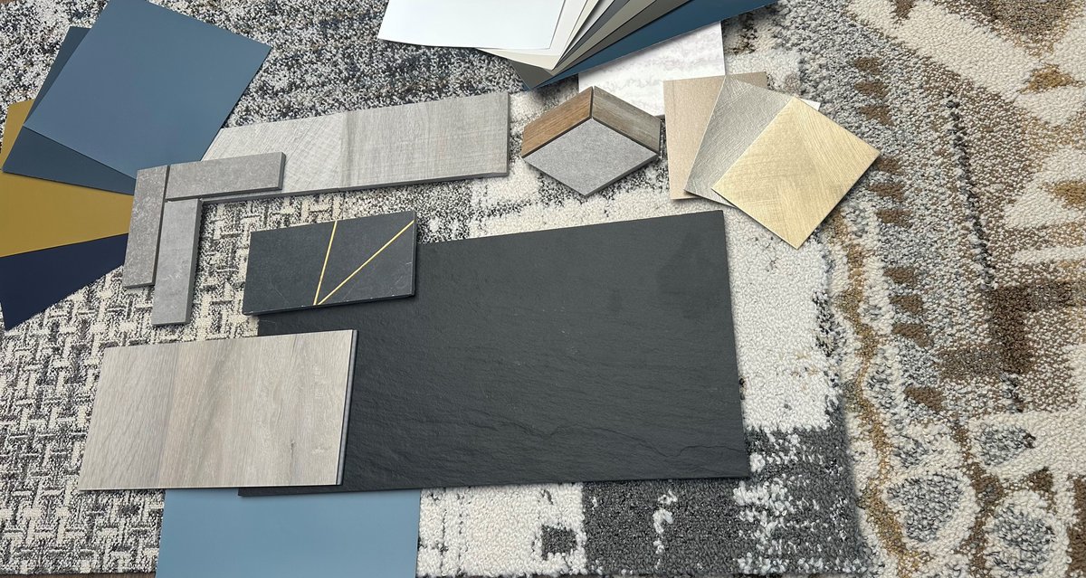 Cheers to new projects! Colors, textures, and patterns we worked on with Nan Miller Johnson. #FinishesFriday