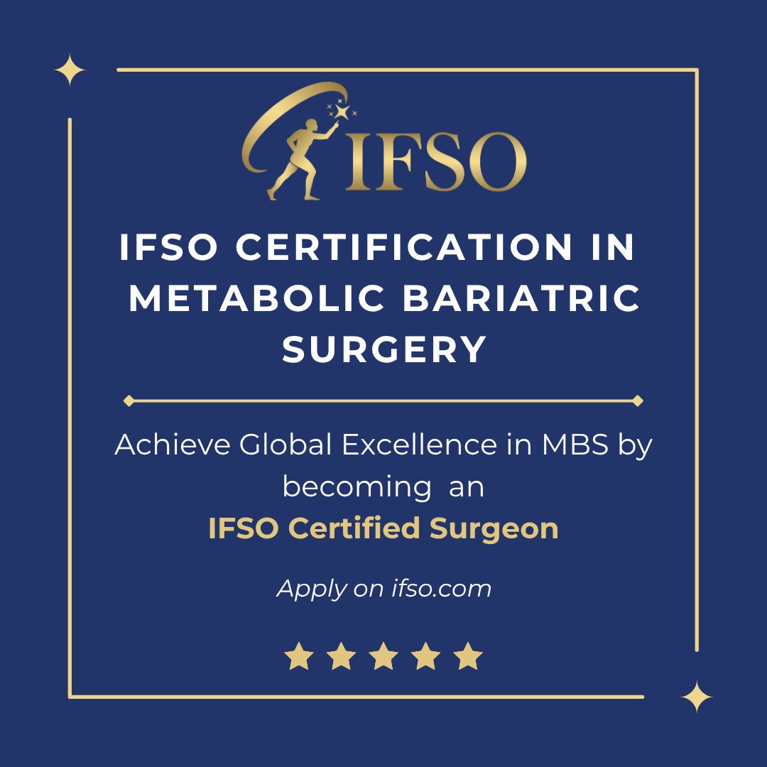✨IFSO Certification in Metabolic Bariatric Surgery
An international mark of excellence, designed to recognize surgeons who demonstrate advanced knowledge, clinical judgment and commitment to the highest standards in the surgical treatment of obesity.

ifso.com/ifso-certifica…