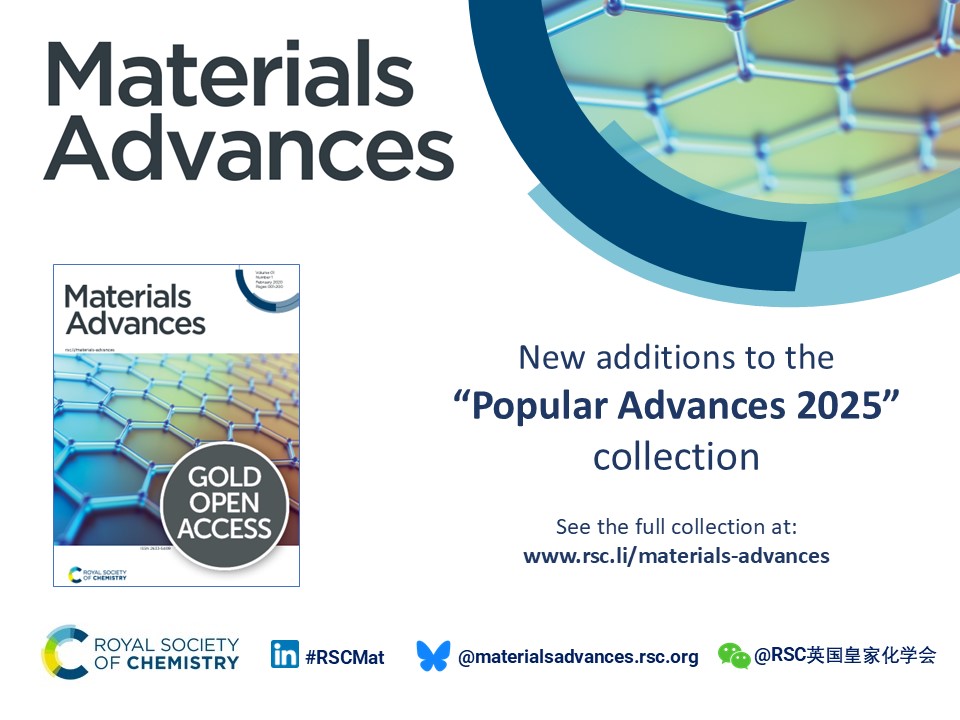 New articles have been added to the #MaterialsAdvances Popular Advances collection! Be sure to read these well-received materials science articles:
pubs.rsc.org/en/journals/ar…