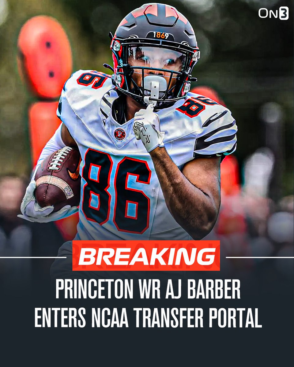 Transfer Portal (@transferportal_) on Twitter photo NEW: Princeton WR AJ Barber has entered the NCAA transfer portal, <a href="/PeteNakos_/">Pete Nakos</a> reports.
AJ is the son of three-time Pro Bowler Tiki Barber.
on3.com/news/princetonโฆ NEW: Princeton WR AJ Barber has entered the NCAA transfer portal, <a href="/PeteNakos_/">Pete Nakos</a> reports.
AJ is the son of three-time Pro Bowler Tiki Barber.
on3.com/news/princetonโฆ