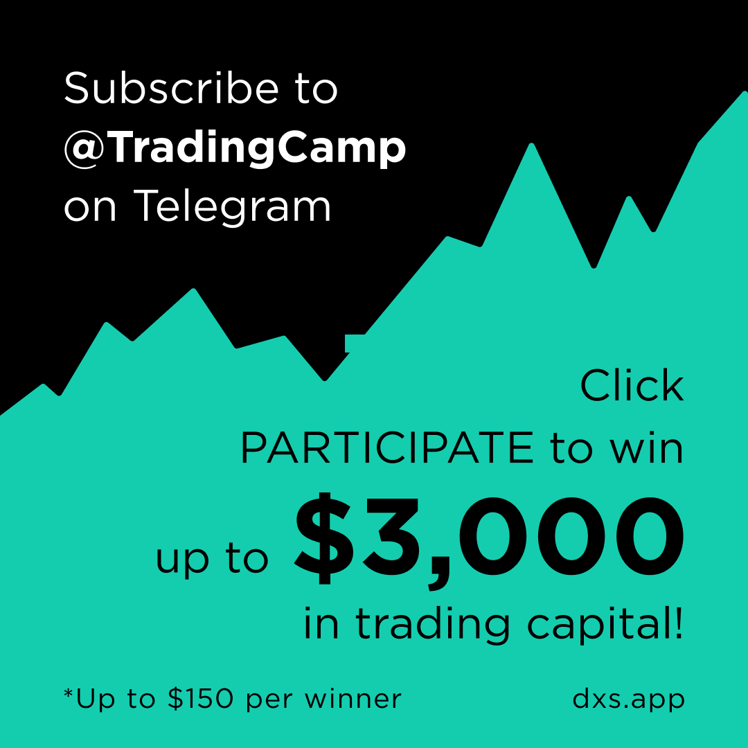 DXSapp's tweet photo. Are you a trader looking for funding? Up to $3000 in https://t.co/EdDItv8J3e trading capital goes to 20 random winners of #TradingCamp #giveaway.
To qualify:
1. Subscribe to https://t.co/nJ0D1soDLa
2. Click PARTICIPATE button in the pinned message
The 20 winners, to be selected in 120 hours, will each get:
• $10 instantly
• Up to $150 after adding funds to https://t.co/EdDItv8J3e and collecting activity points.
The total prize pool grows with every participant:
# of participants x $7 — up to $3000 if we reach 429 entries!
DISCLAIMER: Must complete a challenge to get full reward. Win capital to trade for free and withdraw profits. Withdrawal terms apply