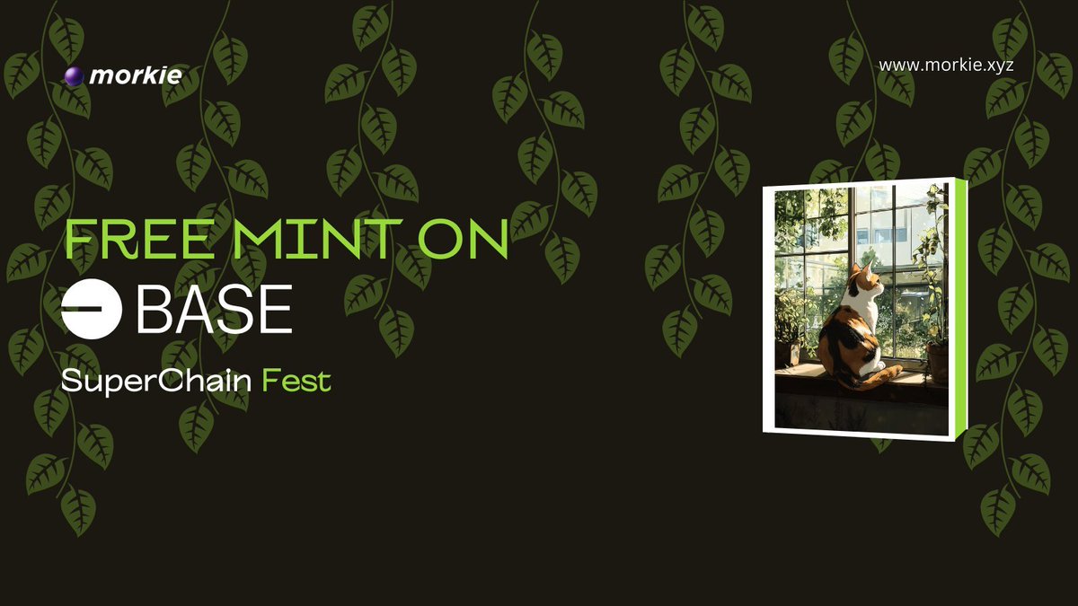 📢 Superchain NFT Fest  Vol.2✨
Celebrate with our 1st NFT on Base L2!

✨ Mint now: morkie.xyz/basecat

Prize Pool: 3000$ 😎