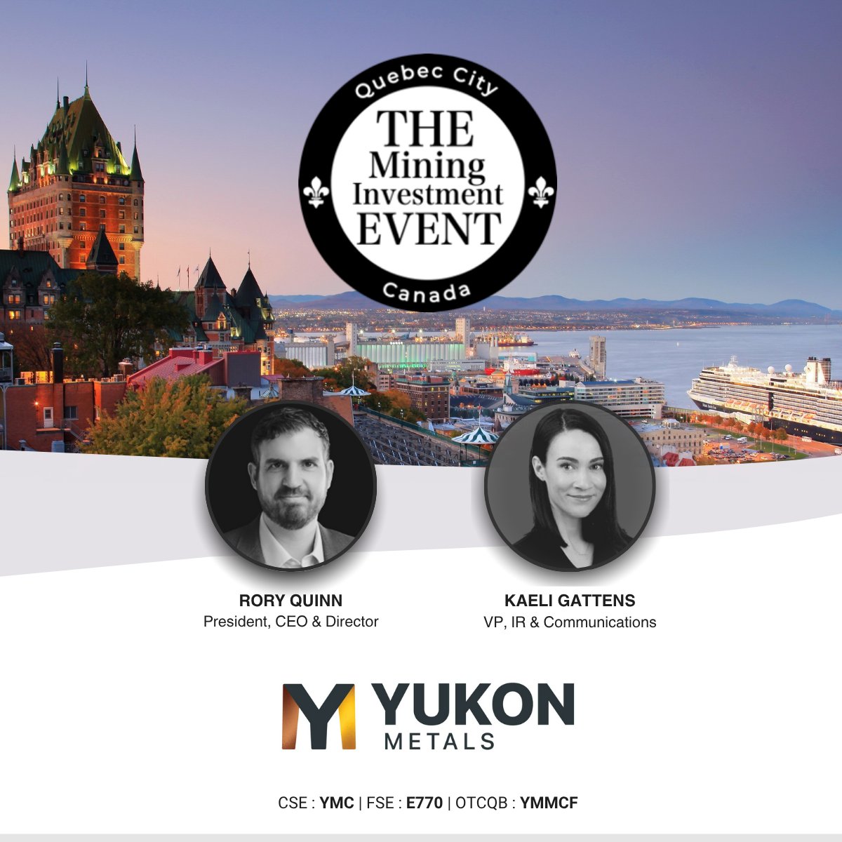 ⚜️Bonjour Québec! 

$YMC.CA is excited to attend THE Mining Investment Event of the North next week.

 📅 June 3–5, 2025
 📍 Quebec City
🔗 lnkd.in/gETSthFY

Our President and CEO, Rory Quinn, and Kaeli Gattens, VP of Investor Relations and Communications, look forward to