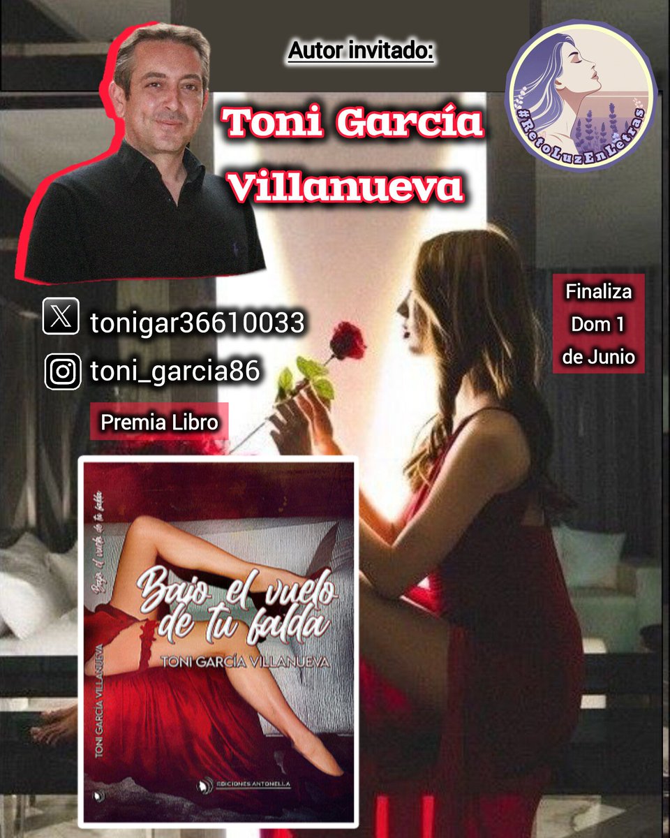 📚 Luz | Creadora de Contenido (@luztintalavanda) on Twitter photo ✨#RetoLuzEnLetras 147* <a href="/Luztintalavanda/">📚 Luz | Creadora de Contenido</a> 🖊️Autor invitado: Toni García Villanueva <a href="/tonigar36610033/">Toni García Villanueva</a>
Bases:
‼️:Importante: Usa imagen reto
✍🏼:Relato-Cuento-Poesía
➡️Usa Literal: *BAJO EL VUELO DE TU FALDA*
💡Cuida: Lenguaje-Ortografía
🏅Toni premia📕
⌛Fin: Dom 1/6 • 23:59hs 🇪🇸 ✨#RetoLuzEnLetras 147* <a href="/Luztintalavanda/">📚 Luz | Creadora de Contenido</a> 🖊️Autor invitado: Toni García Villanueva <a href="/tonigar36610033/">Toni García Villanueva</a>
Bases:
‼️:Importante: Usa imagen reto
✍🏼:Relato-Cuento-Poesía
➡️Usa Literal: *BAJO EL VUELO DE TU FALDA*
💡Cuida: Lenguaje-Ortografía
🏅Toni premia📕
⌛Fin: Dom 1/6 • 23:59hs 🇪🇸