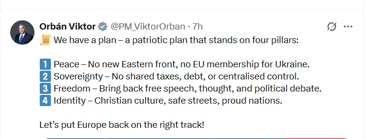 theREALGTLem 林 家 聰 🇨🇦 (@gtlem) on Twitter photo Viktor Orban announces his four-point plan
Gee this looks so familiar - like another Conservative Leader who had a four-point plan c <a href="/Red_Toryism/">Red Toryism</a> Viktor Orban announces his four-point plan
Gee this looks so familiar - like another Conservative Leader who had a four-point plan c <a href="/Red_Toryism/">Red Toryism</a>