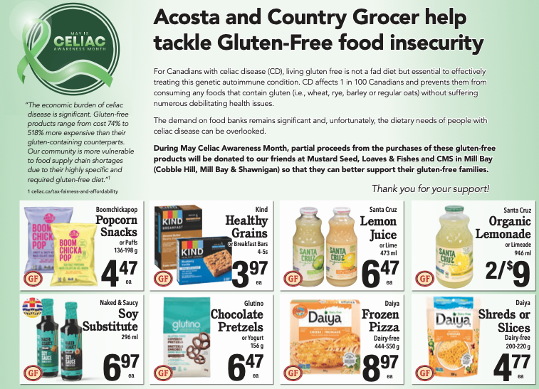 The Celiac Scene (@theceliacscene) on Twitter photo 🤩 <a href="/CountryGrocer/">Country Grocer</a> ends #CeliacAwareness Month with massive gluten-free sale! bit.ly/GFCountryGrocer
🤩 During May, proceeds of select #glutenfree products were donated to local Island food banks.
🙏 Thank you, Country Grocer, for supporting #celiacs!
<a href="/CCAceliac/">Celiac Canada</a> <a href="/celiac_bc/">Canadian Celiac Association BC</a> 🤩 <a href="/CountryGrocer/">Country Grocer</a> ends #CeliacAwareness Month with massive gluten-free sale! bit.ly/GFCountryGrocer
🤩 During May, proceeds of select #glutenfree products were donated to local Island food banks.
🙏 Thank you, Country Grocer, for supporting #celiacs!
<a href="/CCAceliac/">Celiac Canada</a> <a href="/celiac_bc/">Canadian Celiac Association BC</a>