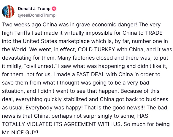 Donald J. Trump Truth Social 05.30.25 08:09 AM EST