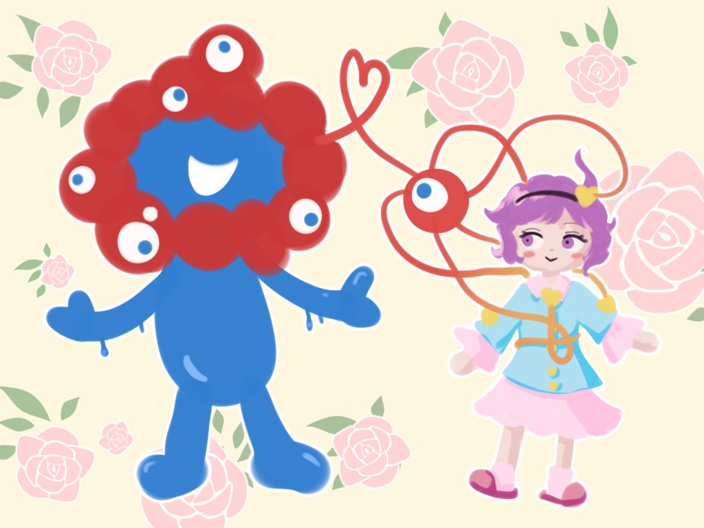 Kyabemother's tweet image. さとり様とミャクミャク様
30分でした✒️万博楽しそうデスネ
#深夜の真剣お絵描き60分一本勝負
#東方Projectㅤㅤㅤㅤ
#古明地さとり