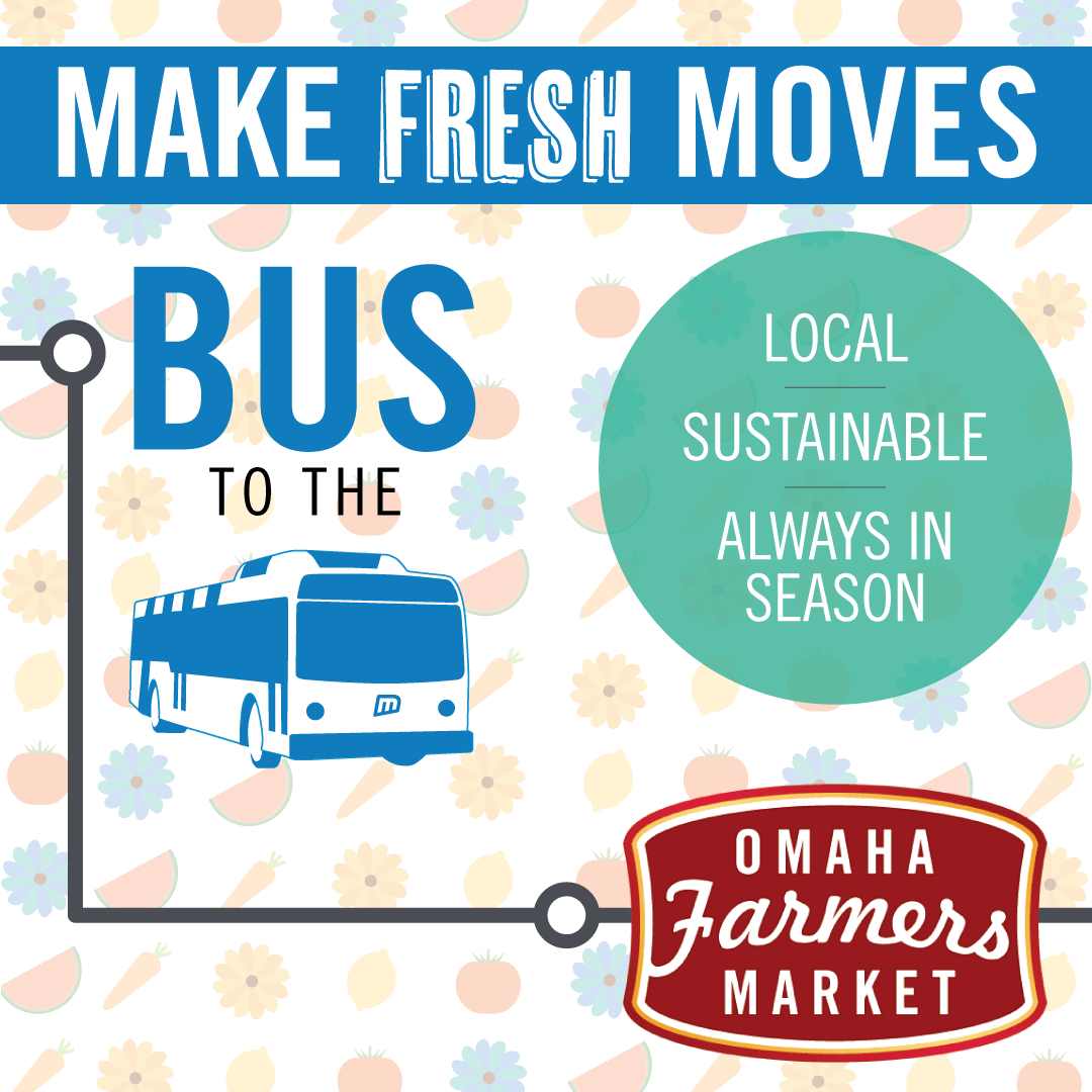 The weekend is here, and that means it’s time for the Omaha Farmers Market! 🥬🍑🍎
You know what makes it even better? Letting us do the driving. Check out the full list of routes, plan your trip to get some local, fresh food, and track your bus – myride.ometro.com