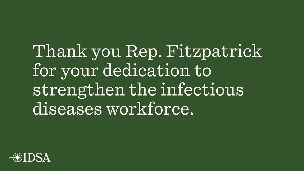 IDSA (@idsainfo) on Twitter photo Thank you <a href="/RepBrianFitz/">Rep. Brian Fitzpatrick 🇺🇸</a> for leading the effort to provide critical investments in public health and the infectious diseases workforce via the Bio-Preparedness Workforce Pilot Program: bit.ly/4dFyaDL
Your leadership is vital in protecting communities across the nation. Thank you <a href="/RepBrianFitz/">Rep. Brian Fitzpatrick 🇺🇸</a> for leading the effort to provide critical investments in public health and the infectious diseases workforce via the Bio-Preparedness Workforce Pilot Program: bit.ly/4dFyaDL
Your leadership is vital in protecting communities across the nation.