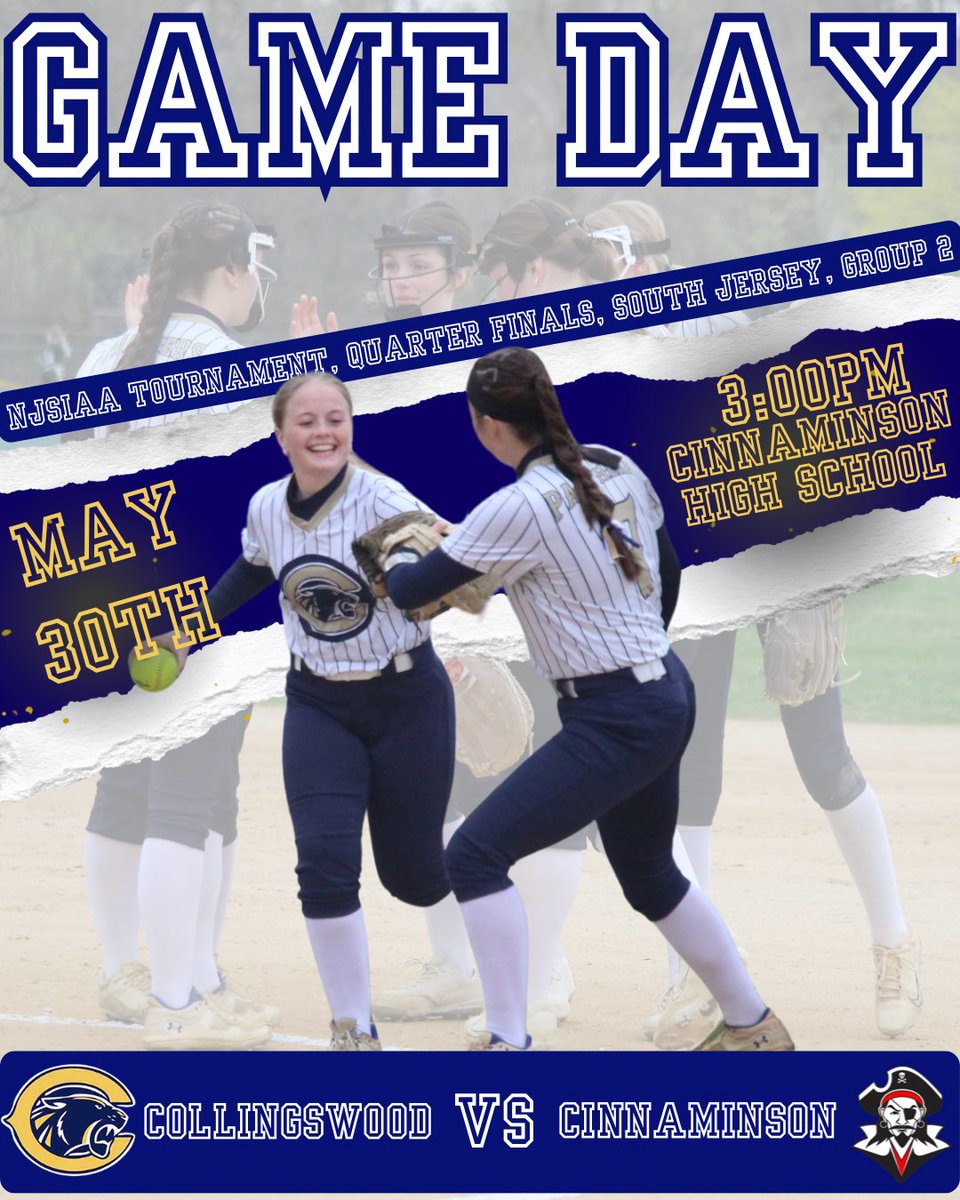 CollsSoftball's tweet image. GAMEDAY!!🥎 Come out and support your Panthers as they take on Cinnaminson in the quarterfinals at 3:00pm!!
